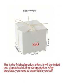 1/5/50pcs 7*7*7cm Square Shape Gift Boxes, Candy Boxes, Party Favor Boxes, Wedding & Baking Supplies - White - View 10