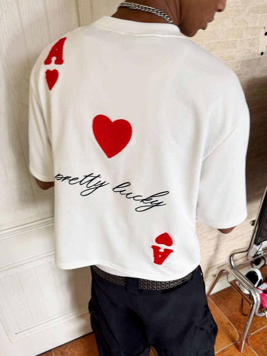 PAVTROS 男士字母印花圆领休闲宽松T恤 - 白色 - 查看 1