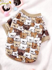 PETSIN 1件混色泰迪熊字母印花法兰绒宠物服，秋冬季加厚保暖宠物服装 - 彩色 - 查看 3