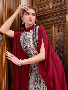 Al Najma Women's Vintage Style Printed Loose Dress