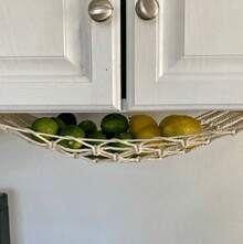 Madebyblanc Nordic Boho Handwoven Fruit Hammock - Wall-Mounted Kitchen Storage Net Bag Space-Saving Home Decor Fruit Organizer Basket
