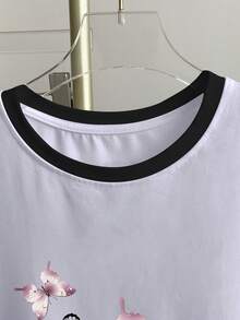 Resyla Women's Butterfly Print Short Sleeve Round Neck T-Shirt - White - View 3