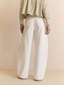 Nöista High-Rise Wide-Leg Denim Pants With Sculptural Volume And Contrast Seam Detailing. Clean, Modern And Effortlessly Chic, These Statement Jeans Are Perfect For Everyday Wear, Minimalist Styling And Fresh Spring. Structured Yet Comfortable, Flattering, Versatile And Easy To Up Or Down. - White - View 2