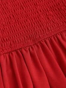 Sweetra Women's Sexy Deep V-Neck Backless Bodycon Mini Dress With Tie Waist And Layered Hem, Romantic Party Cocktail Dress - Red - View 5