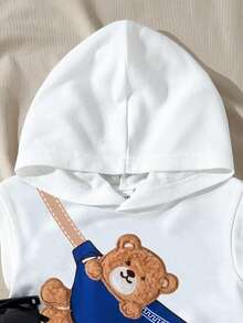 Playful Pals Bộ quần áo thường ngày 2 món cho bé trai, gồm 1 áo hoodie trắng in chữ không tay có túi và 1 quần short denim xanh có chun lưng, có túi. Thích hợp cho các hoạt động thường ngày, thể thao, đi chơi, du lịch. - Nhiều màu - Xem 5