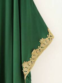 GlowEve 女士宽松V领蝙蝠袖印花连衣裙 - 綠色 - 查看 6