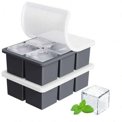 Large Six And Eight Square Silicone Ice Tray Ice Cream Dessert Juice Frozen Model For Home Use With Lid
