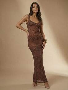 Silquee Váy dây mảnh họa tiết da báo gợi cảm thời trang dành cho nữ - Nhiều màu - Xem 6