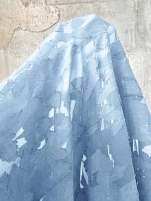 Roveilla 大码优雅法式提花V领褶皱连衣裙，派对装 - 藍色 - 查看 7