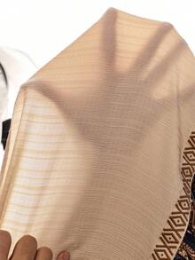 SHEIN 少女复古条纹印花拼接撞色喇叭袖宽松A字长袍，适合中东/阿拉伯国家日、节日等场合穿着 - 彩色 - 查看 10