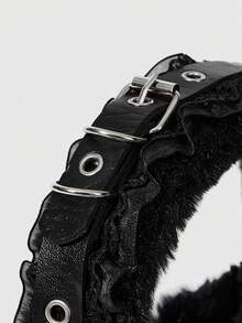 ROMWE Anime 1pc Black Y2K Punk Style Metal Rivet Decor Millennium Baddie Goth Black Spider Ear Muffs, Sweet & Cool Fashionable Subculture Unisex Warm Ear Warmers - Silver Black - View 4