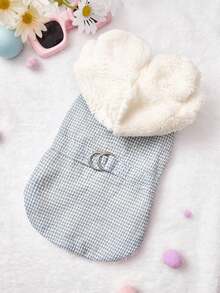 PETSIN 1pc 2 In 1 Cute Thermal Lined Warm Leash-Attached Pet Jacket For Autumn/Winter - Grey - View 2