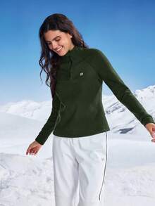 In My Nature 女士休闲立领户外抓绒外套，秋冬季 - 綠色 - 查看 4