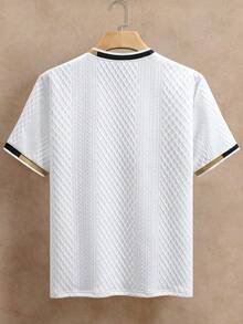 EGENSIO 男士休闲印花圆领短袖T恤 - 白色 - 查看 5