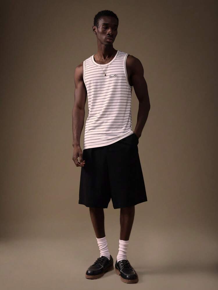 Striped Tank Top With Embroidered Logo