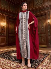 Al Najma Women's Vintage Style Printed Loose Dress