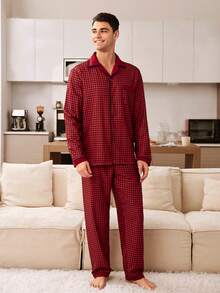 CoupledUp Classic Plaid Print Men's Pajama Set - Multicolor - View 6