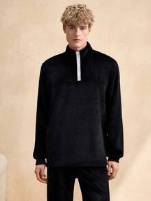 EverLounge Fleece Crew Neck Top And Pants Men's Pajama Set - Black - View 6