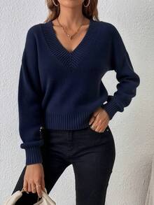 Plus Size Sweaters - Royal Blue - View 2