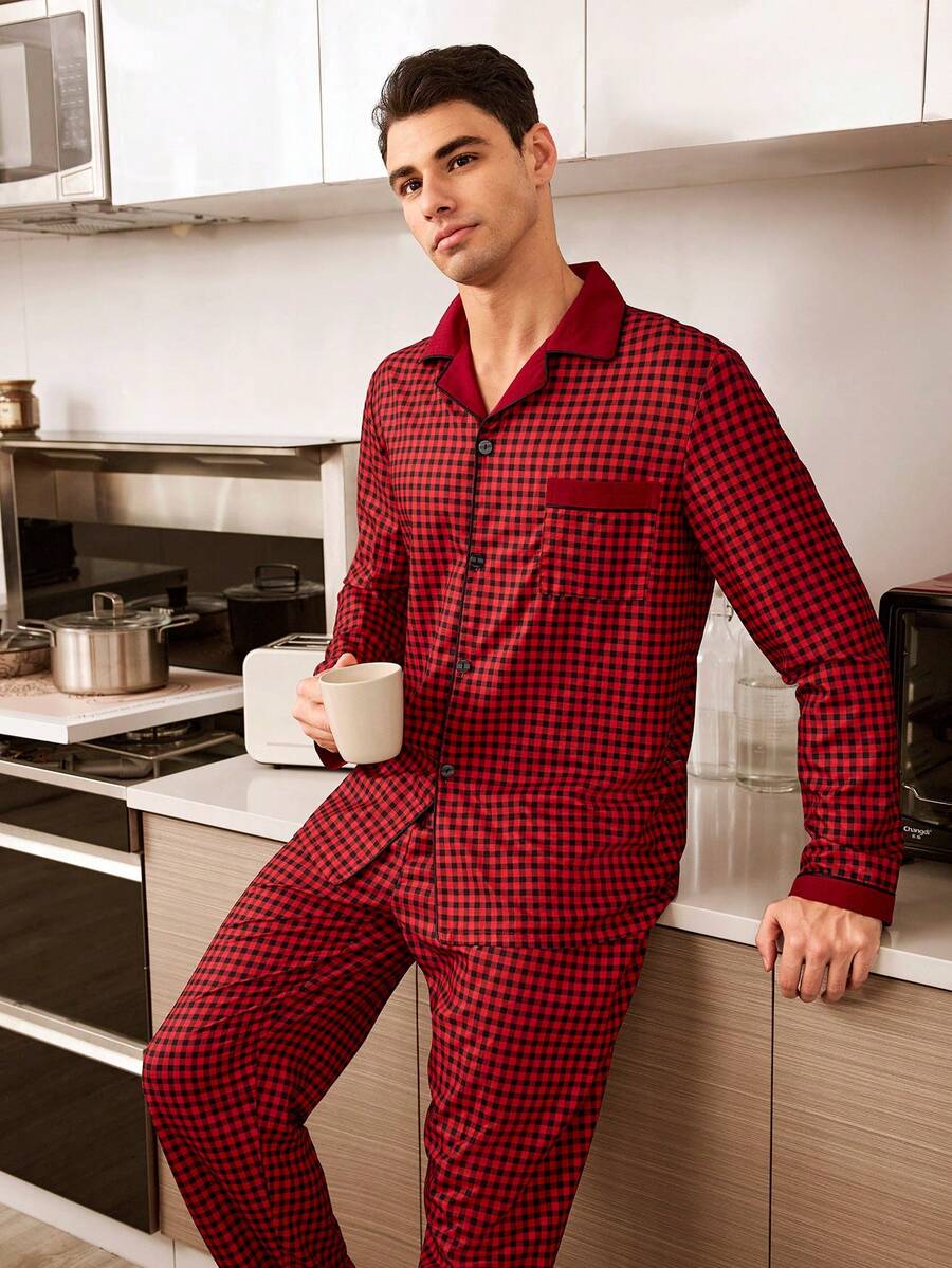 CoupledUp Classic Plaid Print Men's Pajama Set - Multicolor - View 1