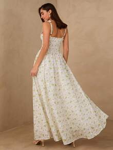 Enchnt New Arrival Spring/Summer Romantic V-Neck Tie Waist-Cinching Fashionable Yellow Flowers Embroidered Dress,Chic&Elegant For Date&Going Out&Vacation&Valentine's Day&Beach Dress, Women Vacation Outfits Women ,Outfits Beach Dress Beach ,Holiday Outfit For Women,Elegant Dresses For Women - Multicolor - View 8