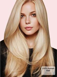 8PCS With 16 Clips Straight Clip In Hair Extensions 100% Real Human Hair Color 613# Light Blonde 12-18 Inch Double Weft Invisible Clip Hair Extensions Remy Natural Human Hair For Women Girl Daily Full Head Use Halloween Costumes - S613 - View 2
