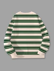 Manfinity Hypemode Men's Contrast Color Striped Crew Neck Long Sleeve Pullover Sweatshirt Christmas Cozy Fall & Winter Styles Going Out Top - Multicolor - View 2
