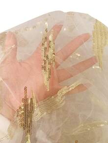 Balvessa Women's Black & Gold Foil Crossover Front Short Dress With Long Sleeves - White - View 5