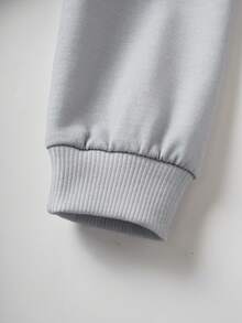 LOONEY TUNES X SHEIN Baby Boy Casual Everyday Commute Cute Cartoon Rabbit Print Crew Neck Sweatshirt And Sweatpants Sports Suit, Suitable For Spring, Autumn And Winter - Grey - View 3