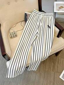 Resyla Women's Casual Commuter Striped Drawstring Waist Pants - Multicolor - View 3