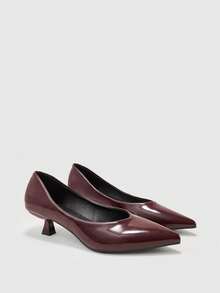 CUCCOO BIZCHIC Sepatu hak rendah klasik sederhana untuk wanita, model pump, cocok untuk bepergian, bekerja, dan pesta. - Coffee Brown - View 7