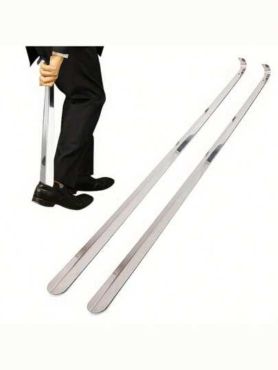 Stainless Steel Shoe Horn Set, 20.47" Long Handle & 6.1" Travel Size - Ergonomic Grip, Durable Metal Shoehorns For Men, Women - Easy On/Off Footwear