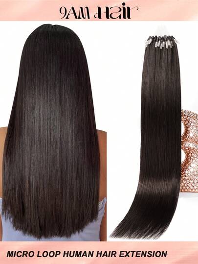 Micro Loop Hair Extensions ผมแท้ 100% สี #1B ถึงสีธรรมชาติ 14-22 นิ้ว ตรง 50 ชิ้น/แพ็ค ลูกปัดล่องหน หนา Micro Ring Loop Hair Extensions พร้อมเอ็นตกปลา ไม่ต้องใช้กาว ง่ายต่อการจัดทรง สำหรับผมบาง และร้านเสริมสวย ใช้ได้กับผู้หญิงทุกคน