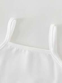 SHEIN Đầm dệt kim dài tay thêu jacquard cho bé gái mùa xuân/thu + áo lót hai dây, trang phục thường ngày mặc ở nhà, đi chơi hoặc ngoài trời. - trắng - Xem 9