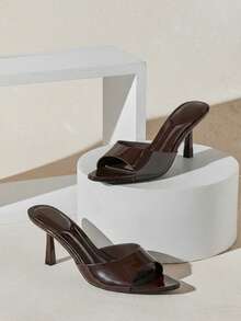 SHUZIA Sandalias de tacón de aguja puntiagudas y sexys minimalistas para mujer - Marrón Chocolate - Ver 7