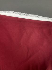 Glimmora 女士时尚褶皱酒红色二合一T恤 - 酒紅色 - 查看 4