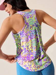 Core Rhythm Áo tank top thể thao không tay dáng ôm, phối lưới, in họa tiết nhiều màu sắc, chất liệu Dopamine. - Nhiều màu - Xem 1