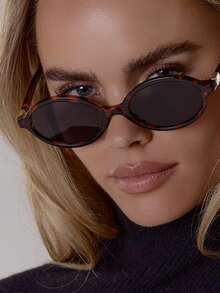 MUSERA Tortoise Shell Oval Clear Lenses Faux Glasses - leopard print - View 4