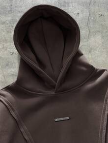 AXEPEAK 解构拱形分叉休闲连帽衫 - 棕色 - 查看 3