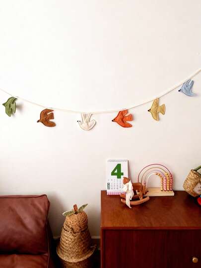 Madebyblanc 1 Pc 2.2m Nordic Style Bird Wall Hanging Decoration, Non-Woven Fabric Home Ornament, Indoor & Room Decor, Cute Atmosphere Enhancing Accessory