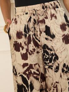 Lilora Women's Elegant All-Over Print Waist Tie Casual Fashion Pocket Pants