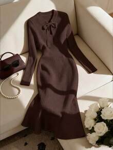 Franclia New Stylish & Elegant High-Quality Women Knitted Sweater Dress, Versatile For Autumn
