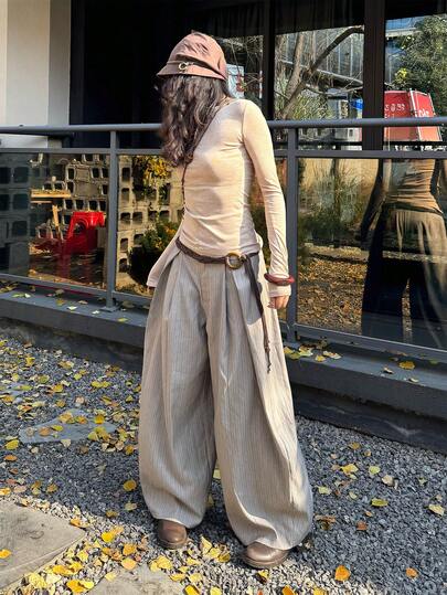 Coolane Quần dài màu xanh quân đội rộng thùng thình phong cách Hippie đường phố cổ điển thường ngày mùa hè dành cho nữ