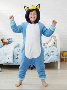 Pijama Mameluco Perrito Azul Blue Regalo Reyes Frio Calientito Afelpado Niños Personaje - Azul - Ver 3