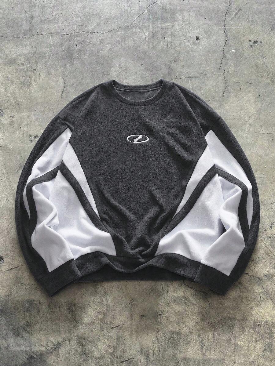 Men's AXEPEAK Casual Fashionable Streetwear Embroidered Pullover Pullover Sweatshirt - Multicolor - View 1