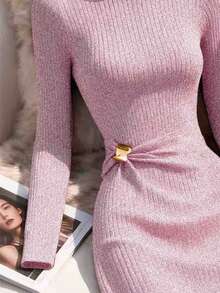 Franclia Elegant Turtleneck Long Sleeve Knit Dress, Autumn/Winter