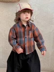 DAZY Toddler Girls' Plaid Casual Long Sleeve Shirt, Spring/Autumn