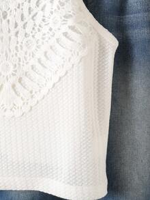 Sparklyn Teen Girl Bohemian Woven Halter Waffle Crop Top, Spring/Summer Vacation - White - View 7