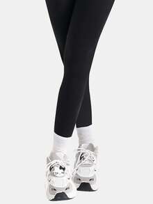 Sparklyn 2pcs/Set Teen GirlCasual All-Match Versatile Sports & Loungewear Crew Neck Skinny Knit Jumpsuit - Black - View 6