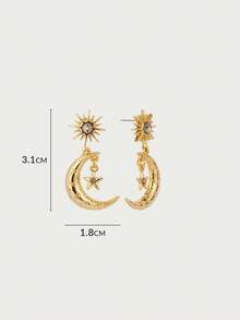 Glisma 18K金新月耳环，服饰，哥特风，复古，串珠，西部风珠宝，金属质感，宝石，秋冬款，送给妈妈/女士/女孩/母亲，高档，复古，十字架 - 彩色 - 查看 5